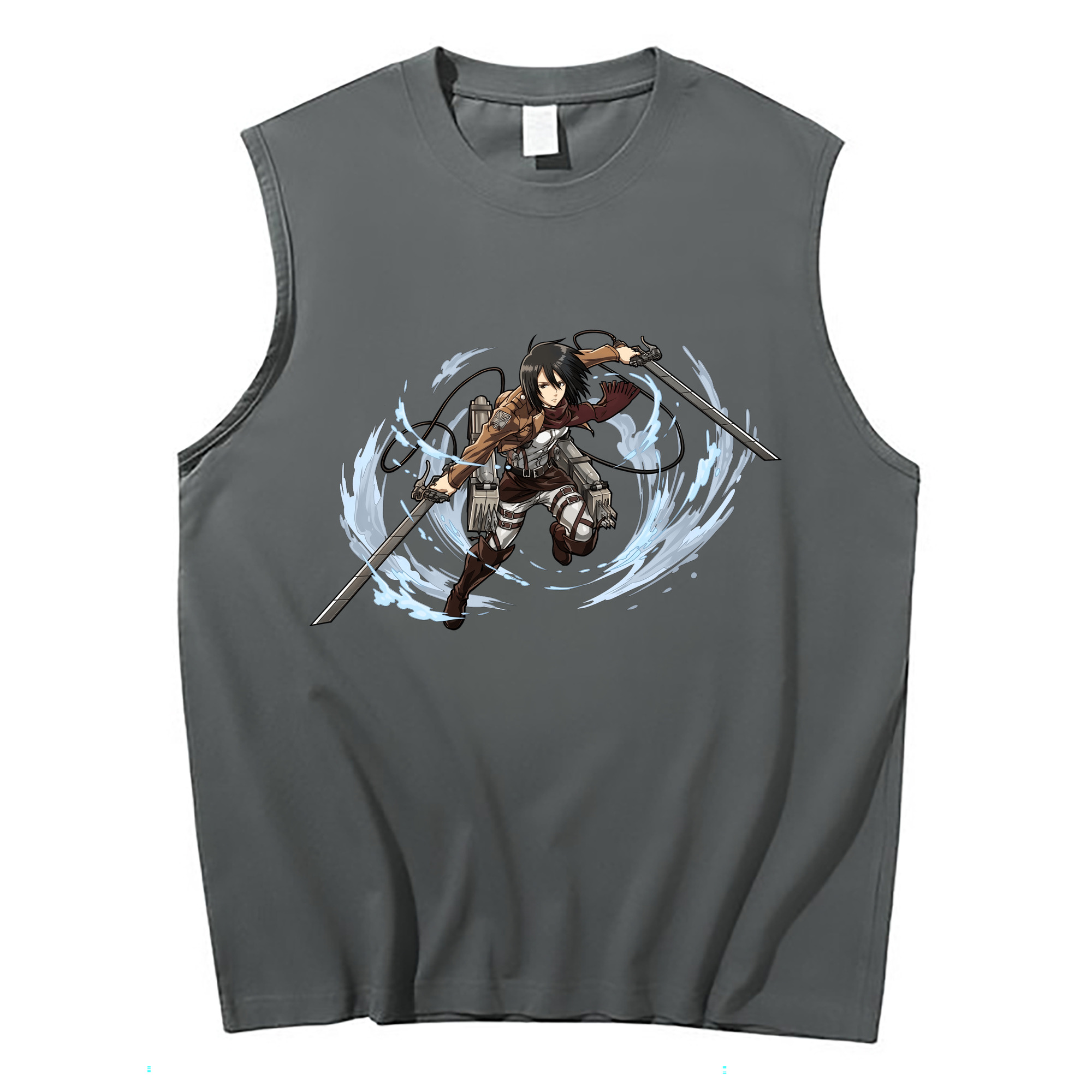 （画像用） 進撃の巨人 ミカサ·アッカーマン Attack on Titan Mikasa Ackerman コットン100％タンクトップ（フロントプリント）